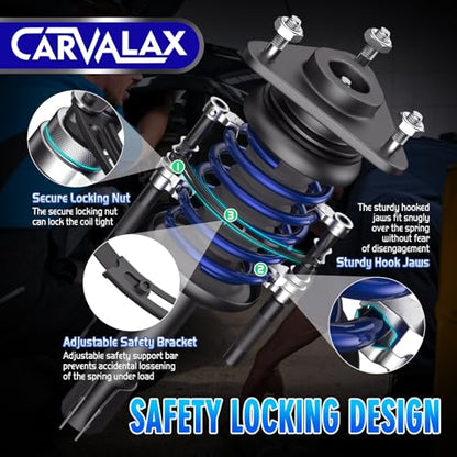 CARVALAX Coil Spring Compressor Tool, 2pcs Automotive Spring Compressor Set with Extendable Safety Bracket, 2670LB Heavy Duty Macpherson Strut Spring Compression Set for Car Truck ATV UTV