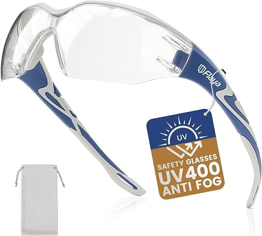 Flaya Z87 Safety Glasses for Men Anti-Fog Pickleball Glasses for Women UV400 Eye Protection for Shooting, Lab & Work (Large) - color: Blue