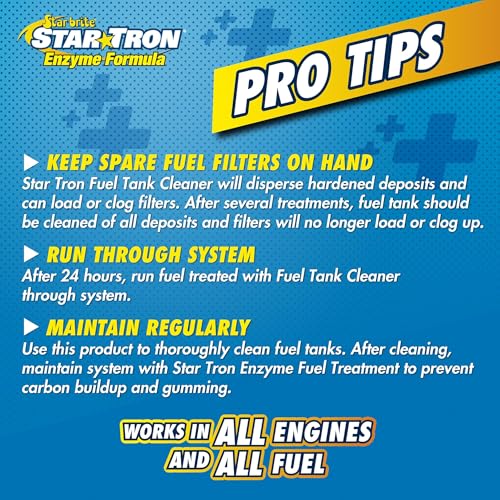 Star Tron Fuel Tank Cleaner – Removes Sludge, Varnish & Other Deposits – Helps Restore Performance of Old, Stale Fuel – Concentrated Formula for Gasoline and Diesel Tanks - style: 64 Ounce