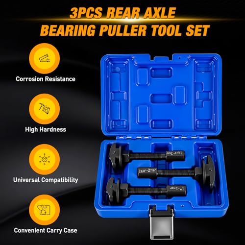 GOOACC 3PCS Rear Axle Bearing Puller Set, Axle Bearing Puller Removal Tool Kit with 3 Sizes 1" to 1-7/8", 1-5/16" to 2-3/8" & 1-3/8" to 2-7/8" Axle Wheel Bearing Removal Tools for Axles Bearings, Blue - color: 3pc Rear Axle Bearing Puller Blue