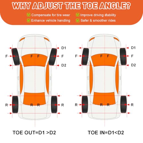 Wheel Alignment Tool Kit with 2 Measuring Tapes – Heavy Duty Toe Plates, Automotive Alignment Tools for Car, Truck, SUV – Camber Alignment Tool Alternative for Measuring Wheel Toe - color: Orange