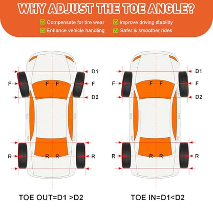 Wheel Alignment Tool Kit with 2 Measuring Tapes – Heavy Duty Toe Plates, Automotive Alignment Tools for Car, Truck, SUV – Camber Alignment Tool Alternative for Measuring Wheel Toe - color: Orange
