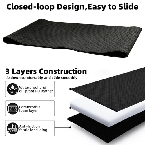 SUNCARACCL Magical Rolling Creeper Mat, Under Car Repair Pad, 60x28 Inch Mechanics Mat for Low Clearance, Automotive Creeper Mat with Portable Storage Bag, Work on All Terrains & Vehicles