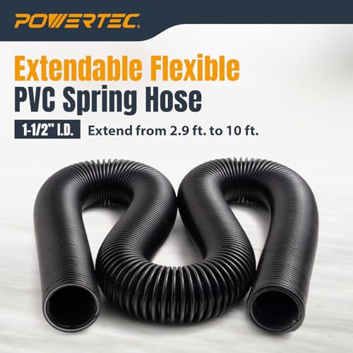 POWERTEC Power Tool Hose Kit with 10’ Vacuum Hose, 4 Quick Change Adapters & Threaded Coupler – Dust Collector Hose Kit for Connecting Table Saw, Power Tools to Shop Vacuums and Dust Collection System - size: 10 Ft. Hose Kit