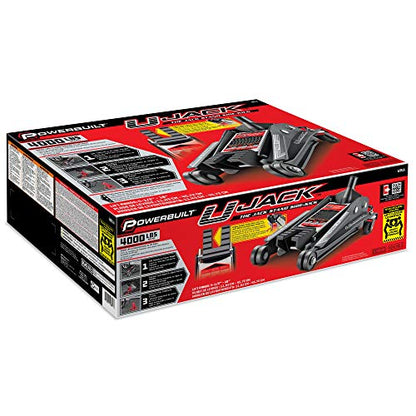 Powerbuilt 2 Ton U-Jack Garage Jack, 3000 LBS Loading Capacity, Lift Range: 4-1/2-Inch to 18-3/4-Inch, Unique Saddle for sliding jackstand into - 620516 - size: U-Jack