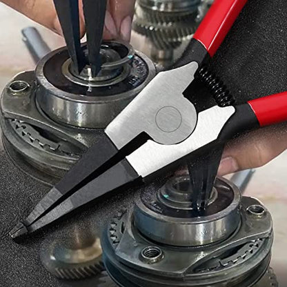 2 PCS Heavy Duty Lock Ring Pliers Set Flat Snap Ring Plier Special Circlip Pliers Reverse Retaining Ring Plier for Transmission Transfer Cases Ring Opening - size: 8" & 11"