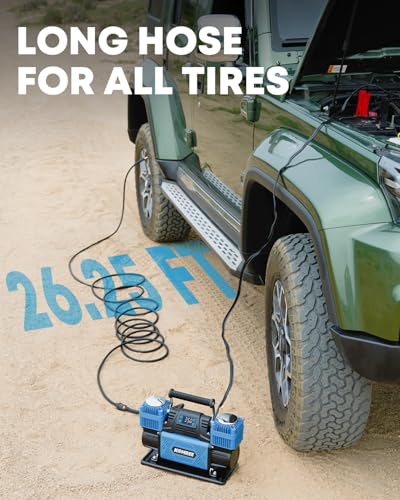 Kohree 12V Dual Cylinder Air Compressor with Digital Display Panel, Heavy Duty 12.35CFM Fast Tire Inflator Tire Pump for Offroad Truck RV 4x4 Vehicle, Max 150 PSI - style: Digital-Dual Cylinder