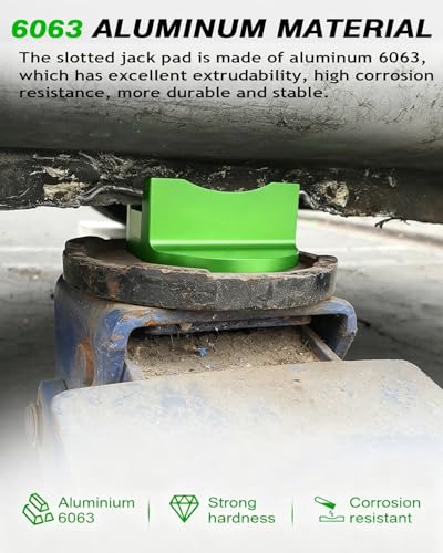 0.45'' Wide Slotted Jack Pad Adapter, Green, 2 PCS | Magnetic Jack Pad, Universal, or Floor Jacks, Bottle Jacks, Scissor Jacks, Pinch Weld Proetction, Fit Pickups SUVs Sedans - color: Green 2 Pack