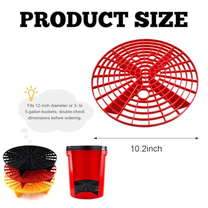 Yourkar 2 PCS Car Wash Bucket Inserts, Plastic Vehicle Wash Bucket Insert Detail Grit Trap, Auto Wash Dirt Collectors Fits 12 Inch Diameter Bucket, Universal Car Accessories (Red, 1PCS) - color: Red, 1pcs