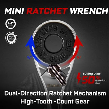 Geinxurn 19 Pieces Ratcheting Screwdriver Set and Socket Wrench Set, Mini Rachet Wrench, Rachet Screwdriver Handle and Nut Driver with 12 Pcs Impact Screwdriver Bit, Hand Tools Set for Repair DIY - style: RM019-B-US