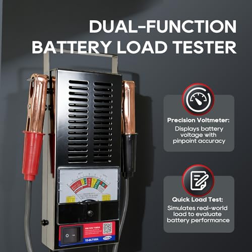 TOPDC 100A Battery Load Tester, 6V/12V Car Battery Tester, 100-1000 CCA | Analog load tester checks 6V/12V batteries, charging and starting systems for cars, RVs, motorcycles, boats, and ATVs - size: TD-BLT100A
