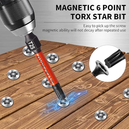 10-Pack T25 Torx Bits for Impact Driver, T-25 Torx/Star Bit Set 2'' Long, Magnetic Torque Head, Premium S2 Alloy Steel, 1/4'' Hex-Shank for Professional & DIY Use - size: 10pcs T-25 Torx Bit