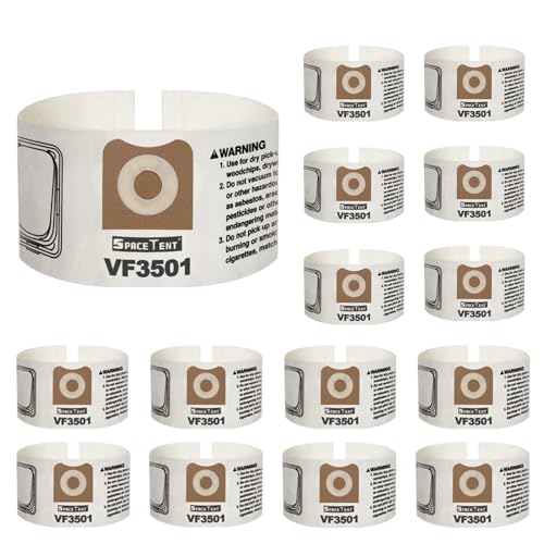 SpaceTent 15 Pack VF3501 Shop Vac Bags Size C, compatible with RIDGID 3-4.5 Gallon Wet/Dry Vacuums, High Efficiency Dust Filter Bags, Part # 23738 WS32045F - size: 15PK, style: Heavy Duty