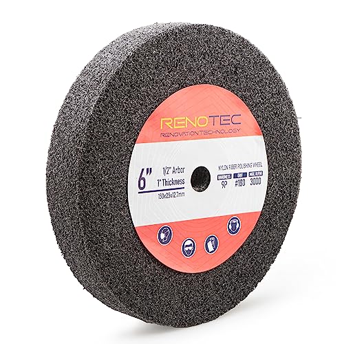 6 inch 9P Hardness Deburring Wheel, Pack of 3, 180 Grit, Nylon Fiber Buffing Wheels. for Bench Grinder Buffing Machine Polishing Stainless Steel. 1/2 inch Arbor, 1 inch Thickness - style: Deburring Wheel 3 Pcs