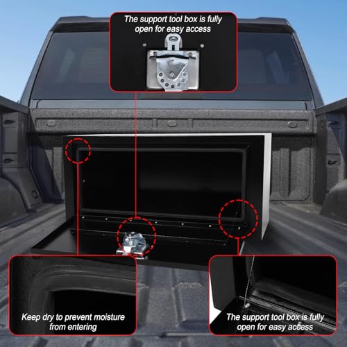 Heavy Duty Steel Plated Underbody Truck Tool Box with T-Handle Lock, Waterproof Tongue Box for Storage with Smooth Surface for Truck, Pickup, RV, Trailer - Black, 30" x 12" x 14" Inch - size: 30" x 12" x 14"