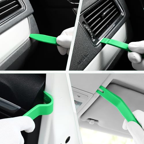 5 pcs Auto Trim Removal Tool Kit, No Scratch Plastic Pry Tool Kit - Interior Door Panel Clip Fastener Removal Set for Vehicle Dash Radio Audio Installer (Green) - color: Green