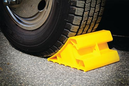 Camco Super Wheel Chock for Trailers & RVs - Large, Heavy Duty Trailer Wheel Chock Constructed of Durable Plastic w/UV inhibitors - Use w/Tires Up to 29-inches - Re-Hitch in Confidence – 44492 - size: Large