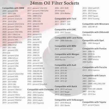 7PCS Oil Filter Socket Set,3/8" Drive 24mm,27mm,29mm,30mm,32mm,36mm,38mm Oil Filter Sockets Compatible with BMW GMC Ford Toyota,Aluminum Alloy Oils Filters Removal Tool Set