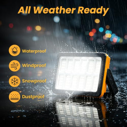 AFTIXM 2Pack 120W Solar Rechargeable Work Light with Magnetic Stand | 10000LM, 180 LED, Digital Display, IP66 Waterproof, 5 Modes, USB Output, Portable, for Mechanic/Car Repair/Camping/Fishing