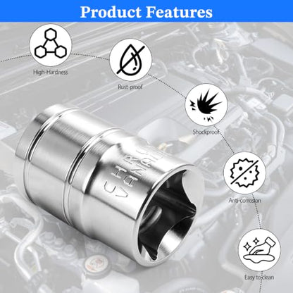 2 Pcs 1/2" Drive 30mm Shallow Impact Socket | Anti-Rounding 12 Point Design, Square Chamfered Opening, Easy Removal of Axle Nut - color: Shallow, size: 30mm
