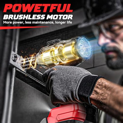 DIYtoolifz Cordless Impact Wrench 1/2" Compatible with Milwaukee 18v Battery, 750 Ft-lbs High Torque Impact Driver with 6Pcs Sockets & Storage Case, Impact Gun with 4-Speed & LED Light(Bare Tool)