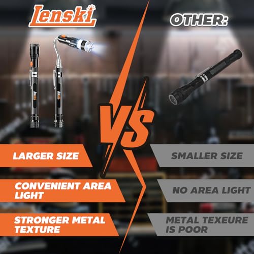 Lenski Gifts for Men Dad Husband Flexible Magnetic Pickup Tool with LED | Magnetic Flashlight Pickup Tool, Gifts for Husband Dad, Birthday Gifts for Him Husband Father，Stocking Stuffers for Men