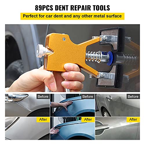 VEVOR Dent Puller Kit, 116 PCS Paintless Dent Repair Kit with Remover Tools, Golden Lifter & Glue Tabs for Car Dents, Door Ding Repair