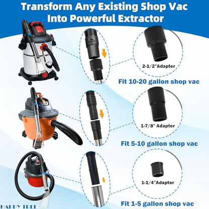 Happy Tree Universal Fit All Existing Shop Vacs with 2-1/2" &1-7/8" &1-1/4" Adapter Wet Extraction Accessory for Upholstery & Carpet Cleaning & Auto Detailing Shop Vac Extractor Attachment Hose Kit - size: Small