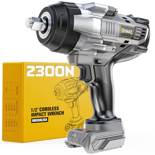DIYtoolifz Cordless Impact Wrench 1/2" Compatible with DeWalt 20V Battery, 1700 Ft-lbs (2300 Nm) High Torque Impact Driver, Electric Impact Gun with 4 Modes & LED Light for Car, Truck(Bare Tool) - size: 1/2 inch, style: Compatible with Dewalt 20V Battery