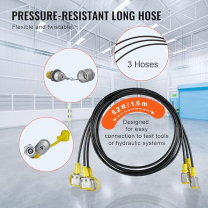 Hydraulic Pressure Test Kit, 250/400/600bar, 3 Gauges 6 Test Couplings 3 Test Hoses, Excavator Hydraulic Test Gauge Set with Portable Carrying Case for Excavator Tractors Construction Machinery | Excavator Hydraulic Test Gauge Set with Portable Carrying C