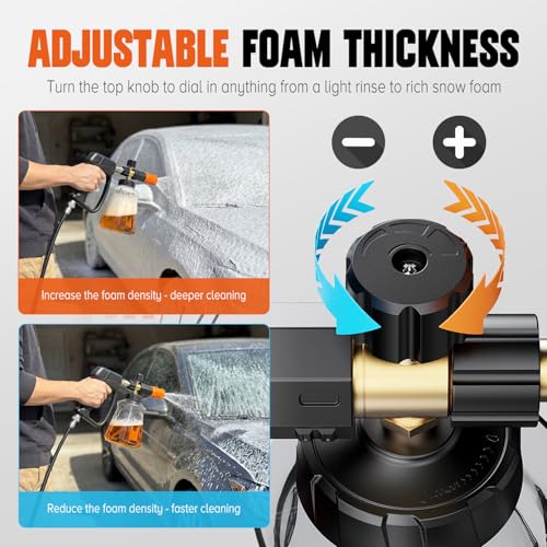 Foam Cannon for Pressure Washer, 1L Snow Foam Lance | 1/4 in quick connect, Includes extra orifice nozzle, foam makers, adjustable spray for cars