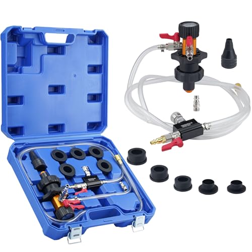 Coolant System Refiller Kit with 5 Adapters Radiator Pressure Tester Kit Eliminate Trapped Air Coolant Vacuum Refill Kit