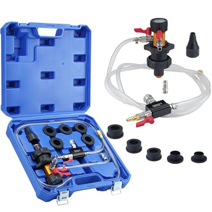 Coolant System Refiller Kit with 5 Adapters Radiator Pressure Tester Kit Eliminate Trapped Air Coolant Vacuum Refill Kit