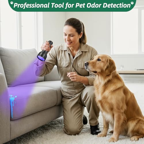 ESCO LITE Black Light for Pet Urine Detection UV Flashlight 395nm Pet Urine Detector Light for Cat Pee and Dog Stains Carpets Floors - size: 51 LED
