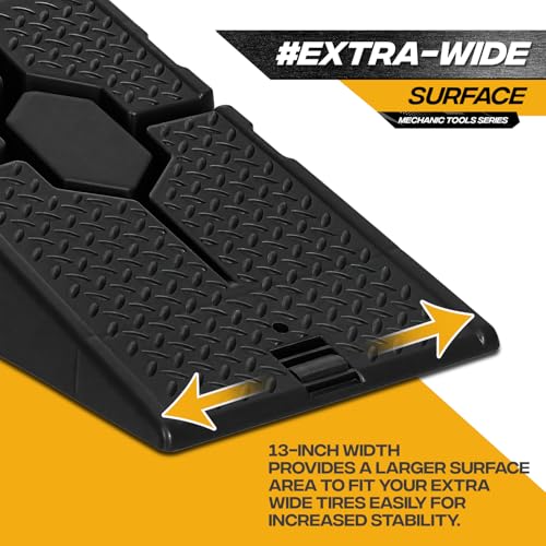 Magshion Car Ramps Set of 2, Auto Repair Lift Ramps with Anti Slip Grooves for Garage Workshop, Stackable Vehicle Ramps, 5000 lbs Capacity, Black, Plastic