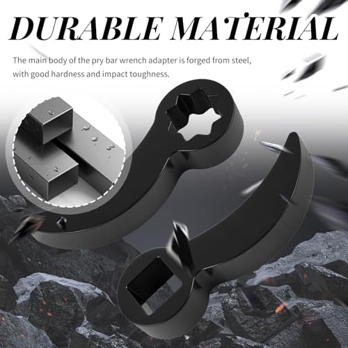 2PCS 8-point/4-point Pry Bar Wrench Adapter,Adjustable CV Axle Removal Tool with 1/2" Drive Port,Bull Horn Half Shaft CV Joint Removal Tool as Crowbar Head Tools
