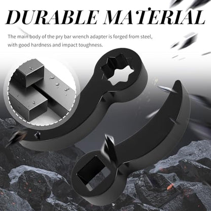 2PCS 8-point/4-point Pry Bar Wrench Adapter,Adjustable CV Axle Removal Tool with 1/2" Drive Port,Bull Horn Half Shaft CV Joint Removal Tool as Crowbar Head Tools
