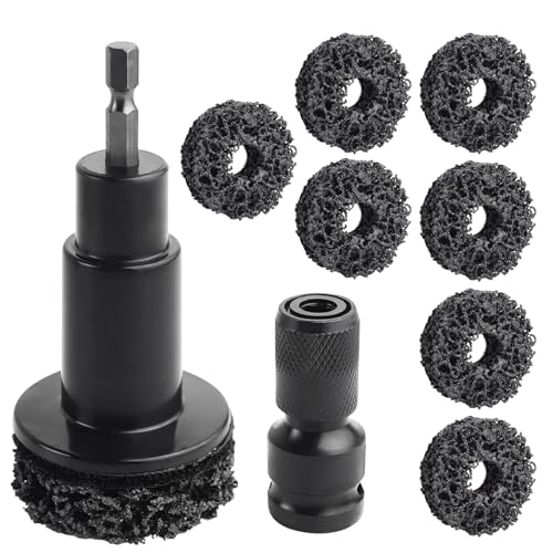 FLYPIG Wheel Hub Cleaning Tool, Wheel Stud Cleaner Resurfacing Tool Kit | Stud Removal Tool With 8 Pads, Quick Rust Removal On Lug Studs And Brake Rotors, For 1/2" Driven Wrenches Or Electric Drills