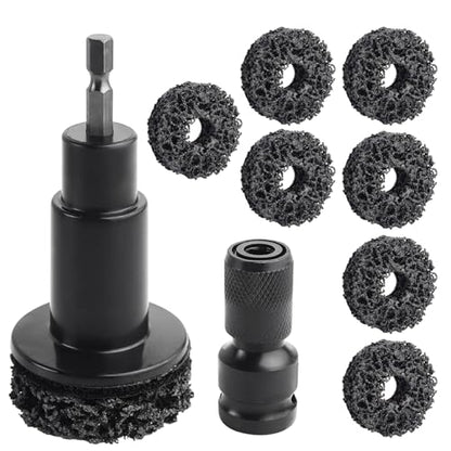 FLYPIG Wheel Hub Cleaning Tool, Wheel Stud Cleaner Resurfacing Tool Kit | Stud Removal Tool With 8 Pads, Quick Rust Removal On Lug Studs And Brake Rotors, For 1/2" Driven Wrenches Or Electric Drills