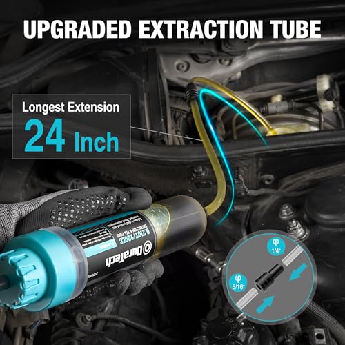 DURATECH 200CC Fluid Extractor Automotive, Fluid Pump with Long Extension Tubes, Oil Syringe with Powerful Suction, Fluid Extractor Pump for Extracting Engine Oil, Transmission Oil and Brake Fluid - size: 200CC