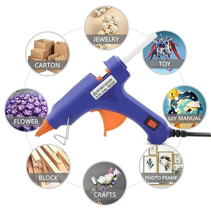 Hot Glue Gun Kit, Mini Hot Melt Glue Gun for Crafts with 30 Glue Sticks and Carry Case for Craft, School DIY Arts, and Home Repair - color: Blue