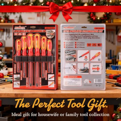 HORUSDY 6-Piece 1000V Insulated Precision Screwdriver Set, Magnetic Tip CR-V Electrician Tools with Cushion Grip TPR Handle for Electrical Applications - style: 6-Piece 1000v Insulated Screwdriver Set
