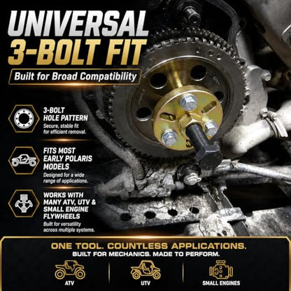 Moker Flywheel Puller for Early Polaris ATV Models,3-Bolt Mounting Pattern | Fits Polaris Trail Blazer 250 330 400 Trail Boss 330 Xpedition 325 425 Xpress Xplorer 300 400 500 Sportsman 400 450 500