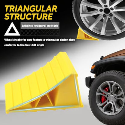 Wheel Chocks for Trailer 2 Pack,Non-Slip Heavy Duty Wheel Chocks for Parking Safety,Universal Triangular Tire Blocks Car Accessories for Most Trailers/RVs/Campers
