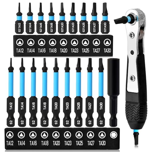 Triangle Screwdriver Bits, 19Pcs Triangle Head Screwdriver Bit Set, 25mm&60mm S2 Steel Magnetic Screwdriver Bits, 1/4" Hex-Shank Security Triangular Bits with Bit Extension Holder and Ratchet Wrench - style: C. Triangle Screwdriver Bits