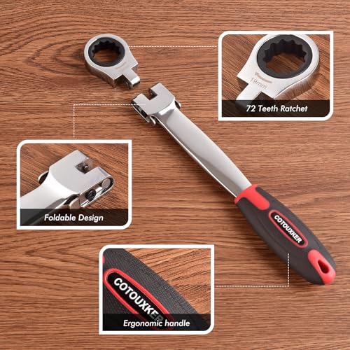 Flex Head Ratcheting Wrench Set, 1/4 to 3/4 Inch Ratchet Wrench Set with Interchangeable Heads for Mechanic Repair - style: SAE