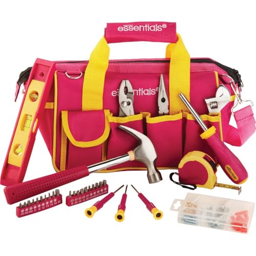 Pink Tool Set 32 Piece, Mini Tool Kit, Home Repair Tool Set with Hammer, Pliers, Adjustable Wrench, Screwdrivers, Tape Measure, Level, and Bits, Dorm Room Essentials for Girls