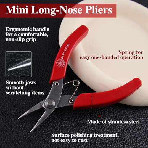 SPEEDWOX 4.5 Inch Mini Long-Nose Pliers for Jewelry Making Tweezer Nose Pliers Mini Needle Noses Plier with Smooth Jaws Chain Nose Plier Jewellery Making Tool - size: 4.5" Chain Nose