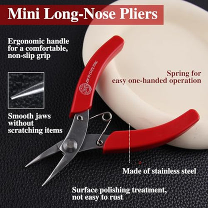SPEEDWOX 4.5 Inch Mini Long-Nose Pliers for Jewelry Making Tweezer Nose Pliers Mini Needle Noses Plier with Smooth Jaws Chain Nose Plier Jewellery Making Tool - size: 4.5" Chain Nose
