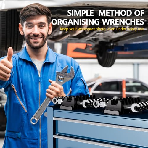 WAENLIR 48PCS Magnetic Modular Wrench Organizer Set-Tool Drawer Storage Rack with Metric&SAE Labels, Wrench Holder with Magnet, Perfect Tool Gift for Men, father, boyfriend, DIYers & Mechanics (Red) - color: Red